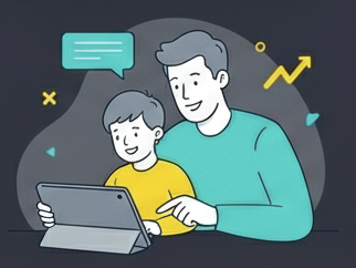 Rodzic i dziecko przy tablecie